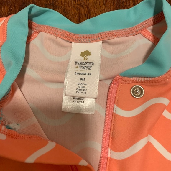 TUCKER + TATE Swim Ruffle 9M coral one piece Rash guard - Picture 3 of 3